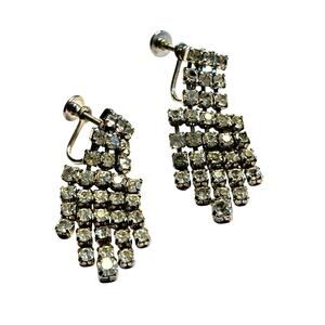 Screwback earrings vintage crystal dangles Art Deco era jewelry old Hollywood